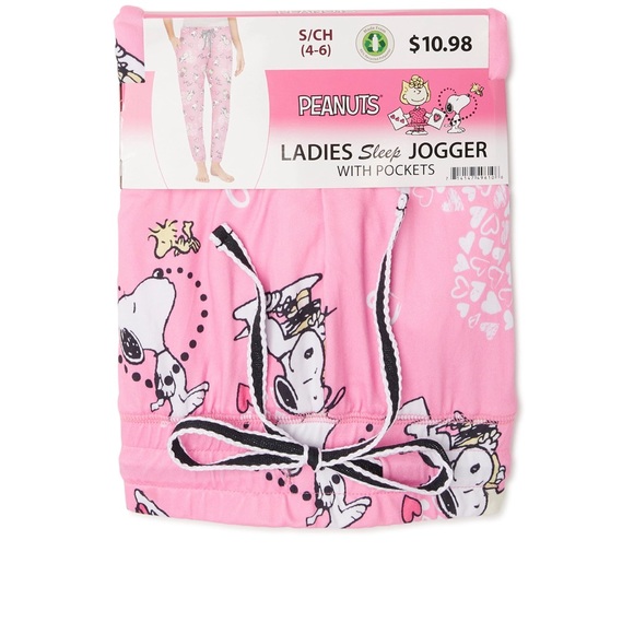 🆕 Peanuts Sleep Jogger Snoopy Love PJ Pants, X-Small - Picture 4 of 7